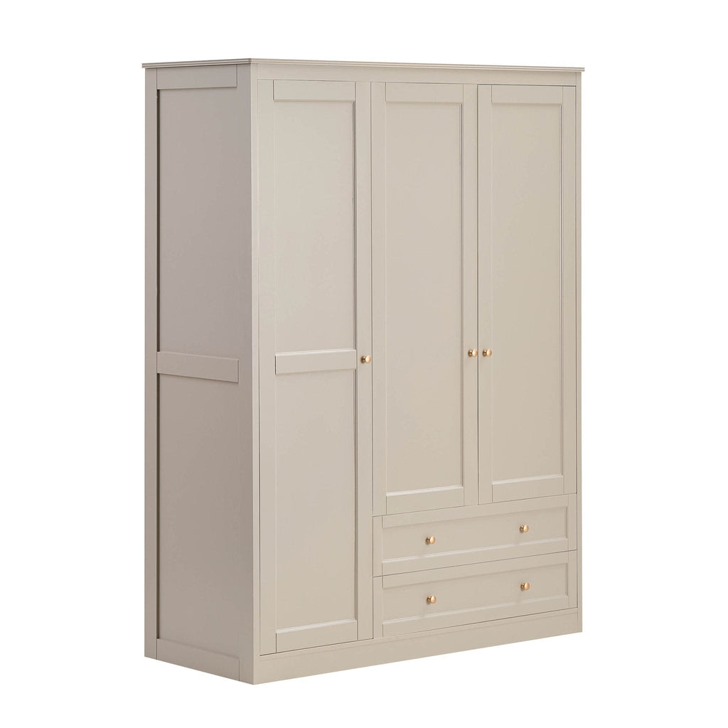 3 Door Wardrobe with Drawers - Taupe