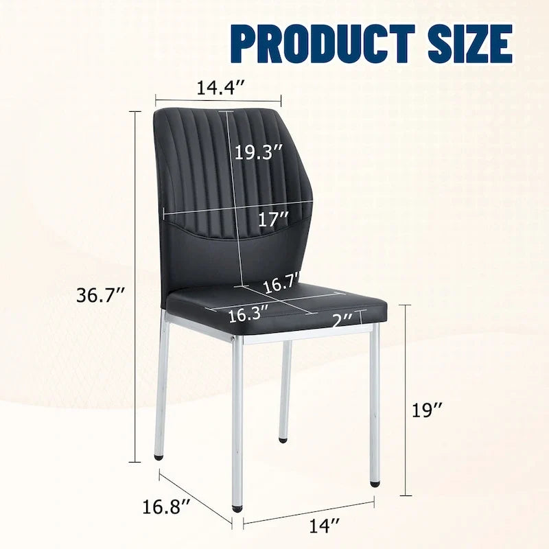 Ensemble de 6 chaises simples et élégantes, chaises de salle à manger en PU haute résilience avec pieds en métal argenté, chaises d'appoint sans accoudoirs pour la cuisine