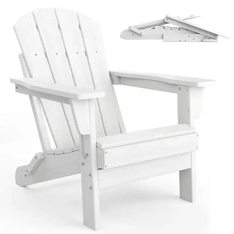 2er-Set klappbare Adirondack-Stühle mit Beistelltisch, HDPE-Kunststoff in Holzoptik, Tragkraft 380lbs, wetterfestes Outdoor-Set für Terrasse, Deck und Feuerstelle