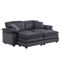 Modernes 2-Sitzer-Cordsofa mit 4 Stützkissen und 2 Hockern