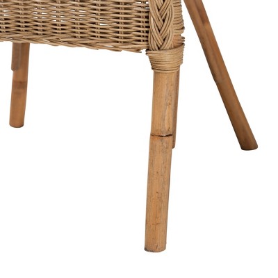 Baxton Studio Abbey moderne bohemische 3-delige set voor de woonkamer van natuurlijk bruin antiek rotan