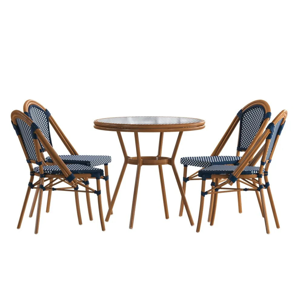 Set bistrot commerciale per interni/esterni con tavolo e quattro sedie