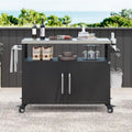 Outdoor-Kücheninsel mit Tischplatte aus Edelstahl, Metall-Grillwagen mit Aufbewahrungsschrank - N/A