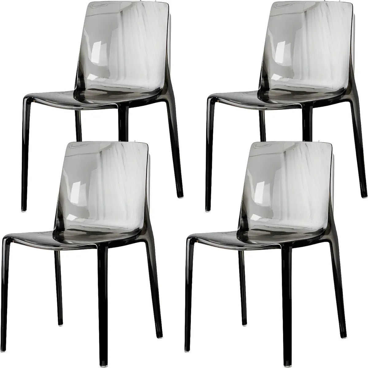 Chaise de salle à manger ambre en acrylique, sans accoudoirs et à dossier bas