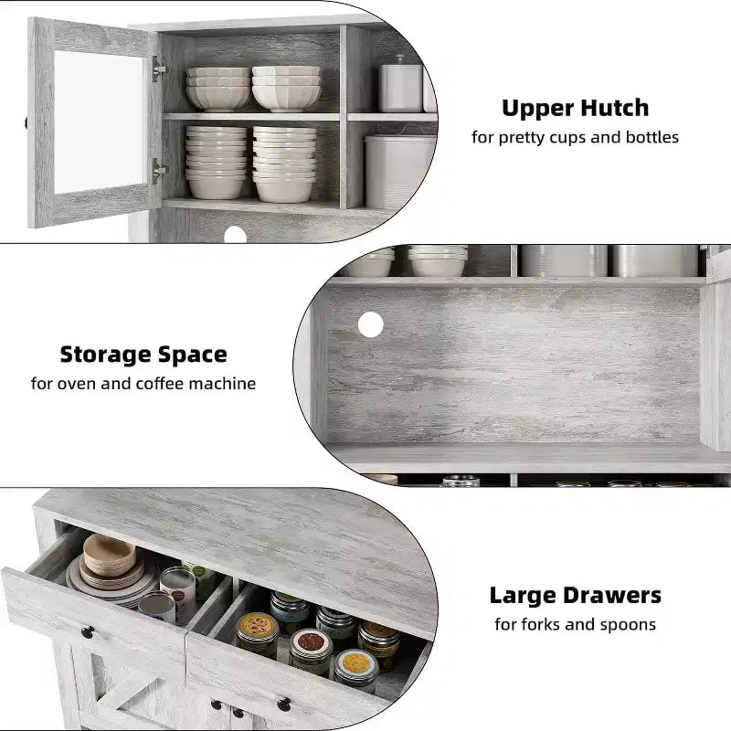 Dispensa da cucina con supporto per microonde, mobile a credenza con buffet e ripiani regolabili, per cucina e sala da pranzo