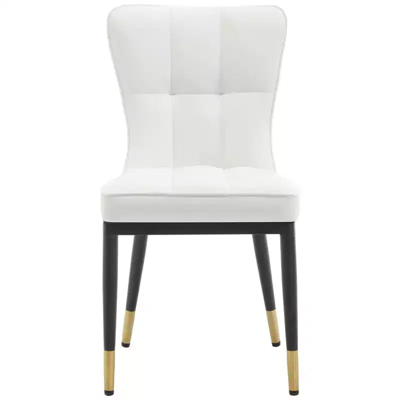 Bekrvio eetkamerstoelen set van 6, moderne gestoffeerde zitting van imitatieleer met hoge rugleuning, metalen poten, keukenstoelen zonder armleuningen voor woon- en eetkamer