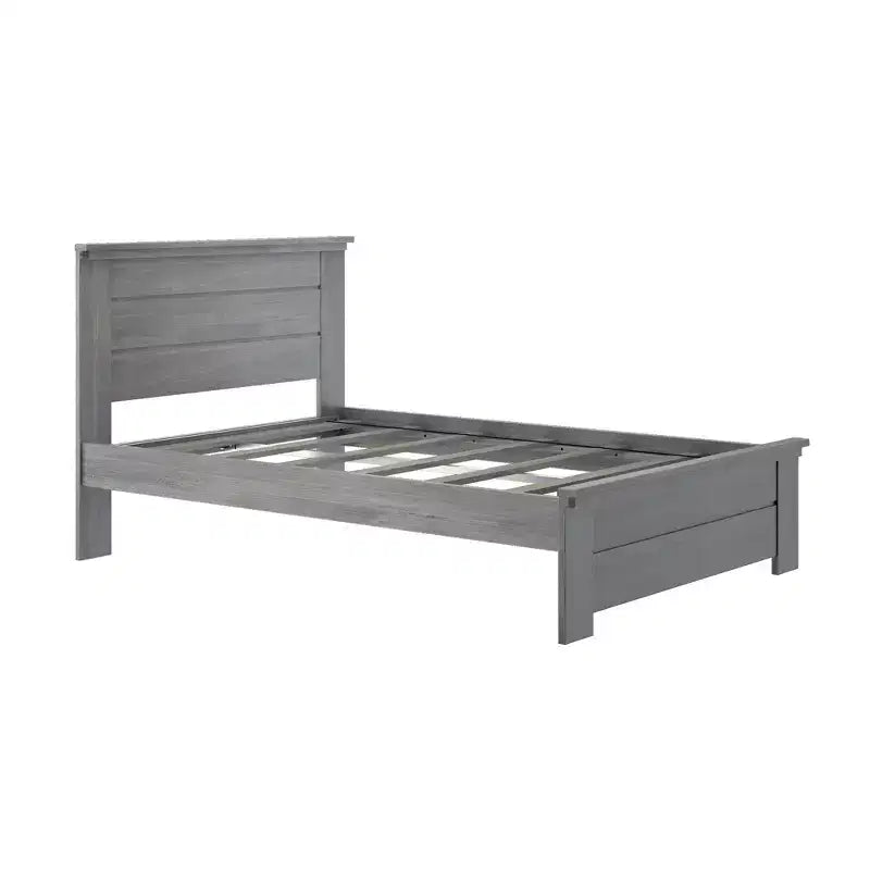 Plank+Beam landelijke bedframe in tweepersoonsformaat met hoofdbord, platformbed van massief hout
