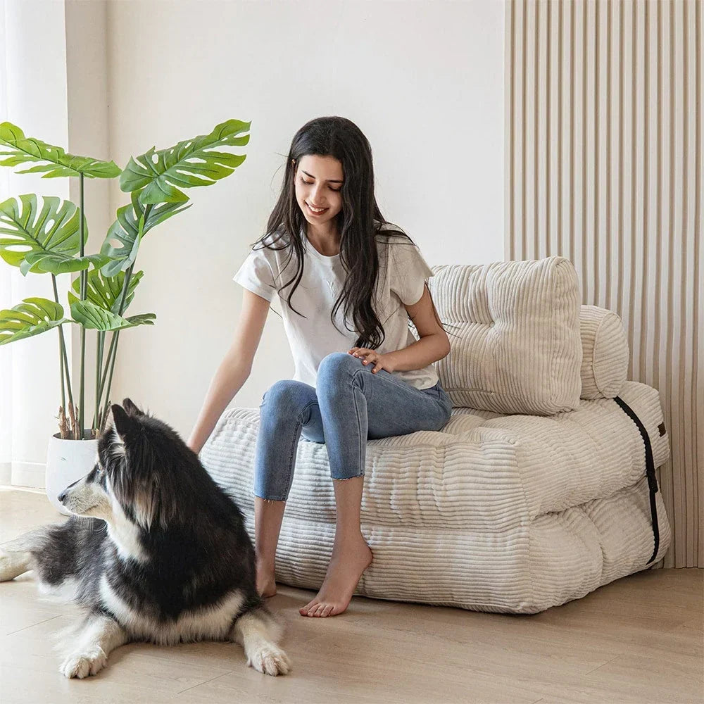 8 Cordsofa, Klappsofabett, Einzel