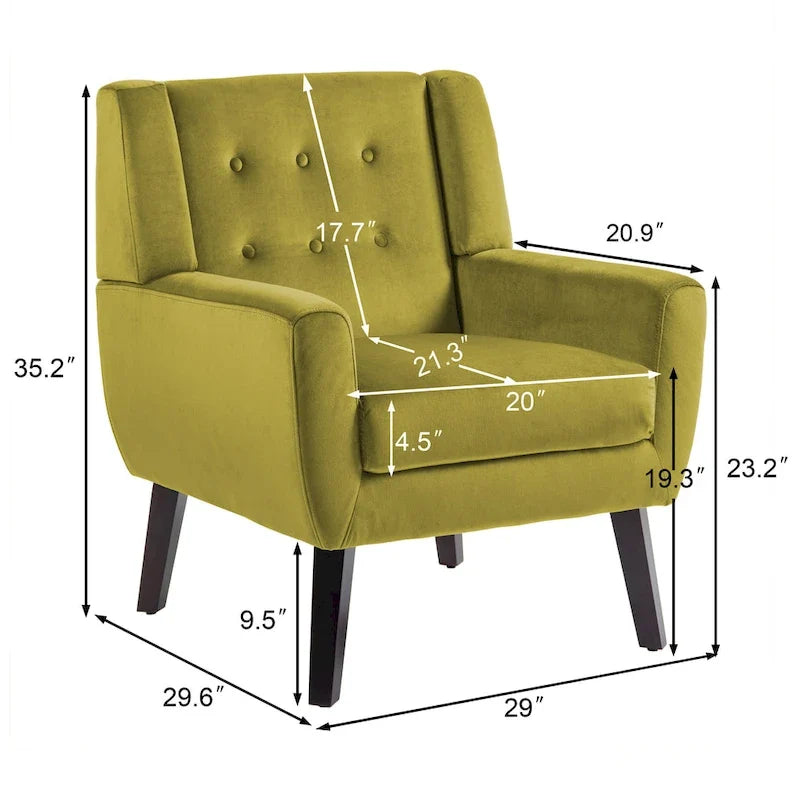 Ensemble de 2 fauteuils d’appoint rembourrés en velours pour le salon