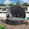 Salon de jardin Nuon 4 pièces/5 pièces avec méridienne en résine tressée et auvent, par Havenside Home