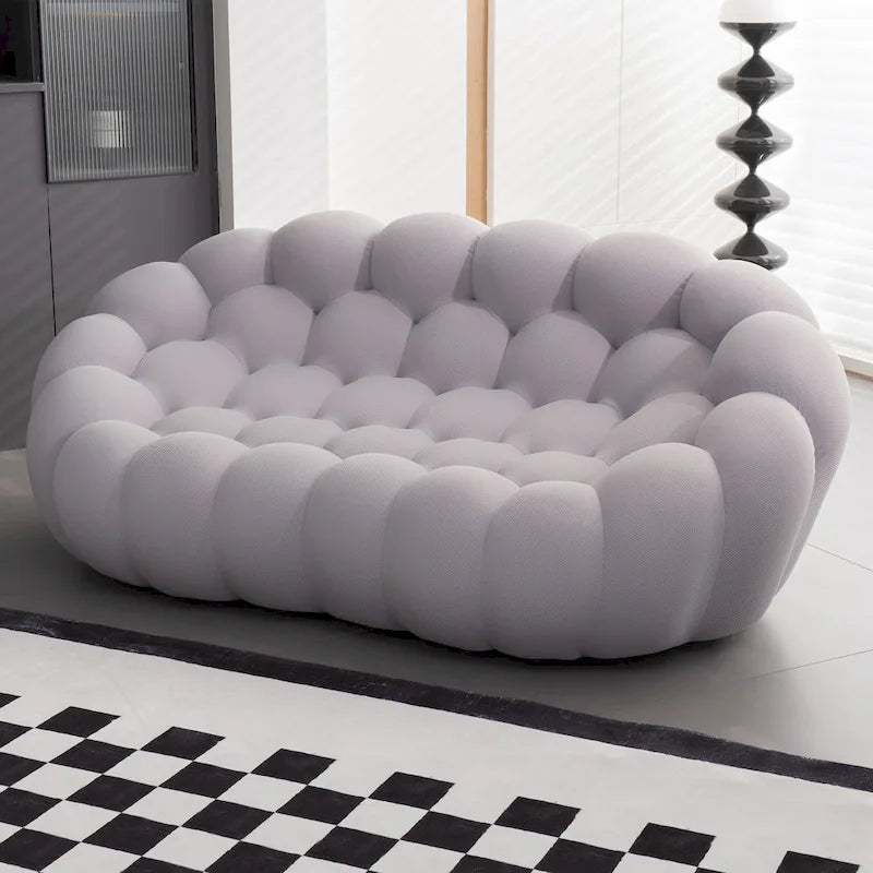 Canapé bulle incurvé paresseux 2 places, en forme de nid d’abeille, avec tissu textile 3D, pour salon, appartement