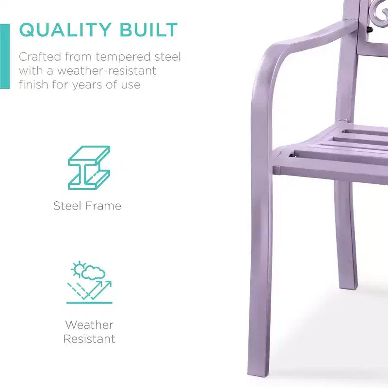Best Choice Products Gartenbank aus Stahl für Terrasse und Veranda mit floral gestaltetem Rückenteil