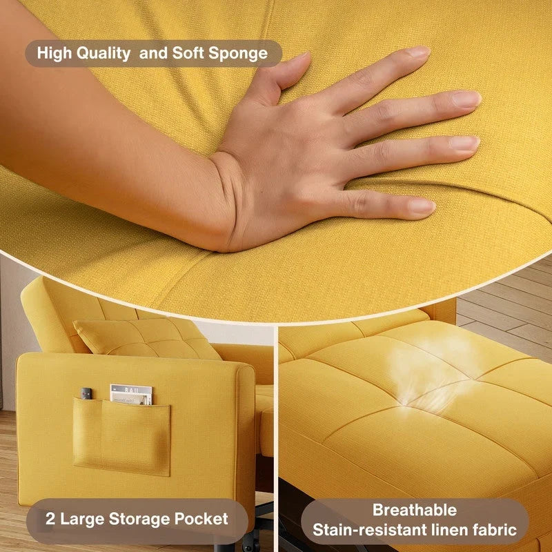 Divano letto trasformabile 3 in 1 con schienale regolabile, poltrona-divano estraibile, letto pieghevole convertibile per soggiorno