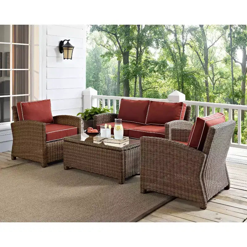 Set da esterno Bradenton in vimini, 4 pezzi - Crosley