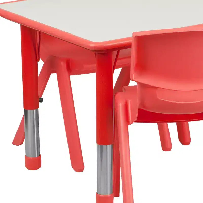 Emma und Oliver, rechteckiger höhenverstellbarer Aktivitätstisch aus Kunststoff, 23.625W x 47.25L, Set mit 6 Stühlen