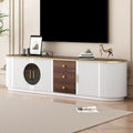 70,8 moderner, minimalistischer TV-Ständer für Fernseher bis zu 80 Zoll, Entertainment-Center mit 3 Schubladen, 1 Einlegeboden und Metallgriffen