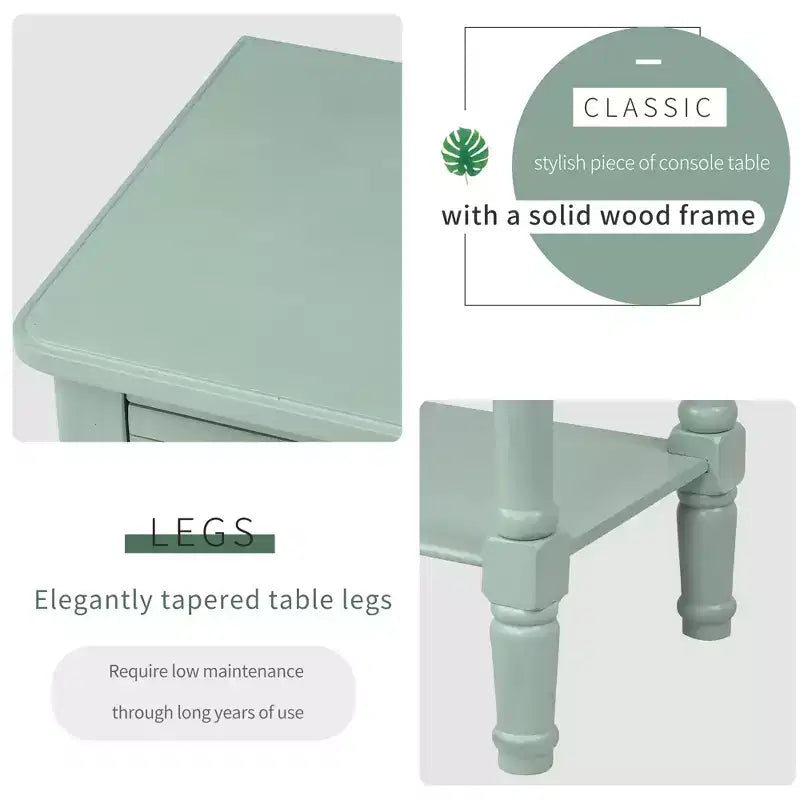 Console étroite de 23.7in avec 3 tiroirs et une étagère, table de canapé pour petit espace, entrée ou salon