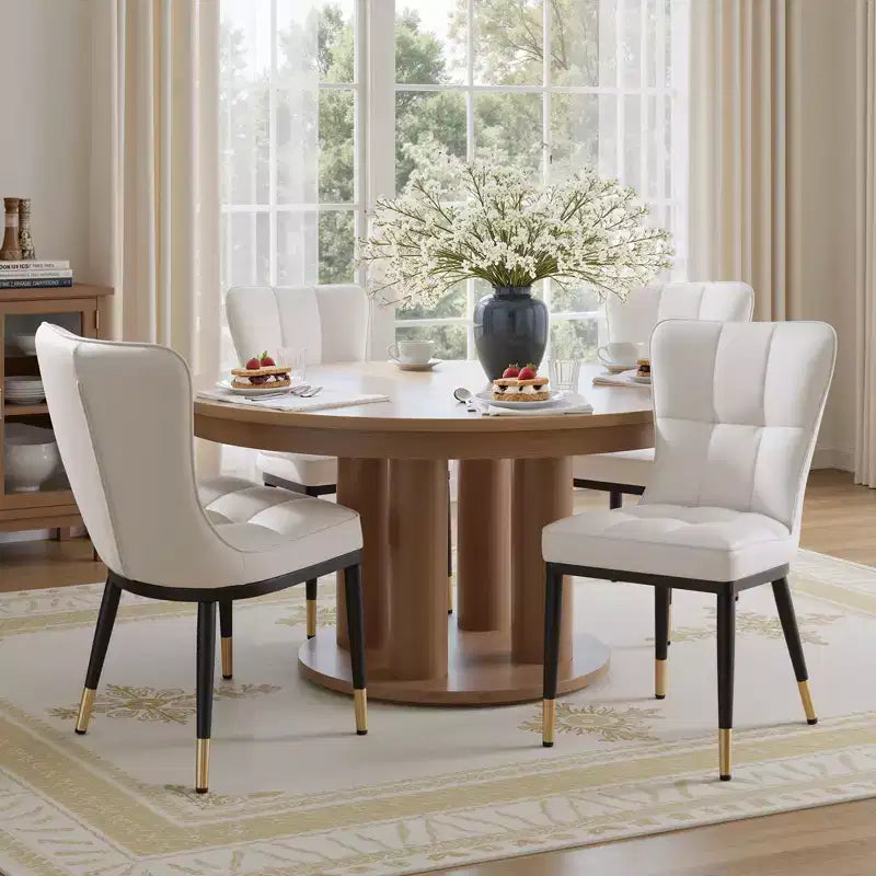 Bekrvio eetkamerstoelen set van 6, moderne gestoffeerde zitting van imitatieleer met hoge rugleuning, metalen poten, keukenstoelen zonder armleuningen voor woon- en eetkamer