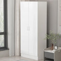 Armoire à deux portes autoportante pour chambre avec tringle à vêtements