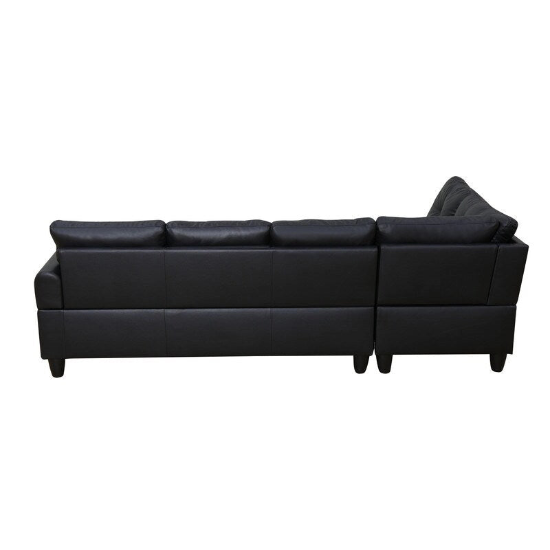 Set di divani moderno nero da 3 pezzi in similpelle e pelle sintetica: stile elegante per il soggiorno