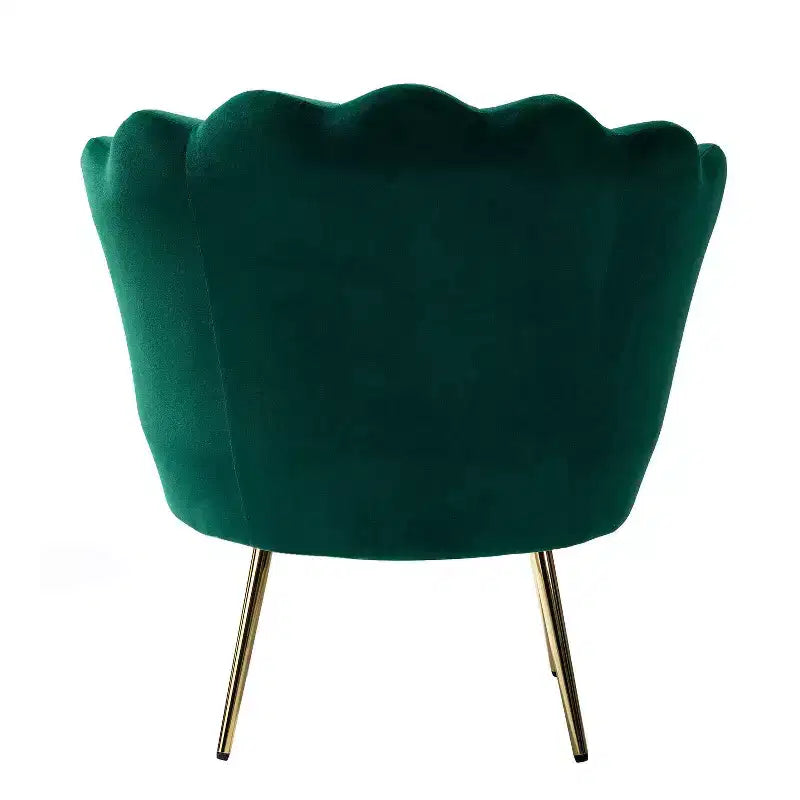 Fauteuil tonneau confortable avec pieds en métal doré, fauteuil d’appoint pour le salon