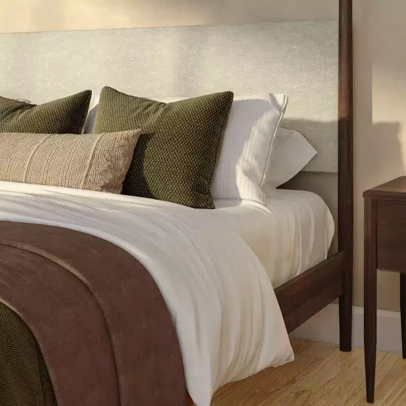 Harbor Himmelbett in King-Size mit gepolstertem Kopfteil, Blond/Swiss Coffee (MD2411-01)