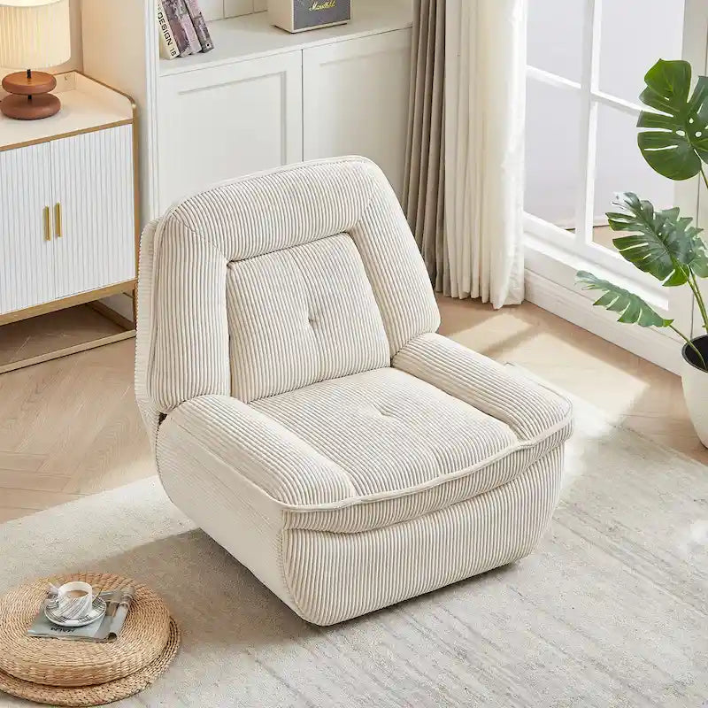 Drehsessel mit Cordbezug, Schaukelfunktion und Fußstütze fürs Wohnzimmer