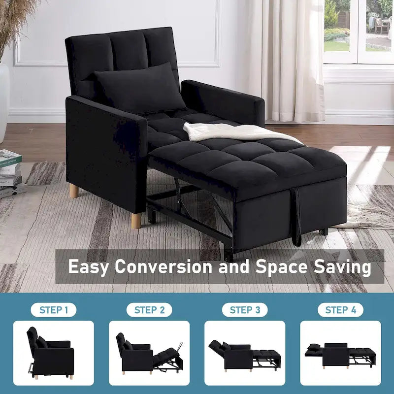 Fauteuil-lit convertible Aukfa, fauteuil une place avec oreiller