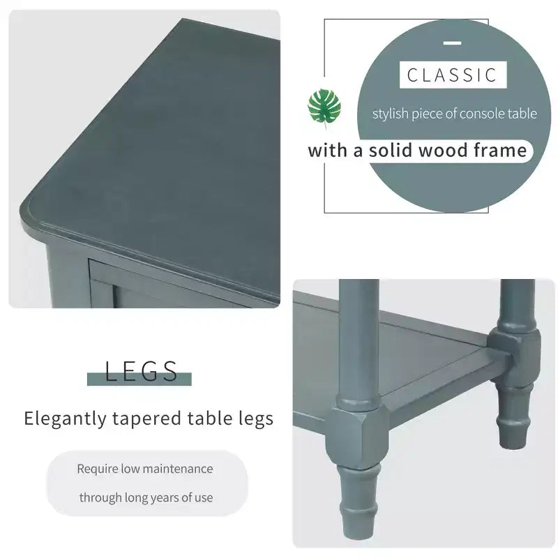Console étroite de 23.7in avec 3 tiroirs et une étagère, table de canapé pour petit espace, entrée ou salon