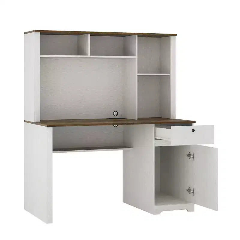 Scrivania moderna per computer da 51.18IN con alzata e libreria, scrivania da ufficio con ampio spazio contenitivo, scrivania per studio e sala lettura