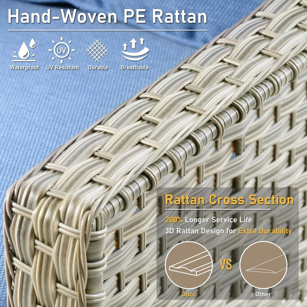 HOOOWOOO 2-delige tuinset met hoge rugleuning van gevlochten rotan