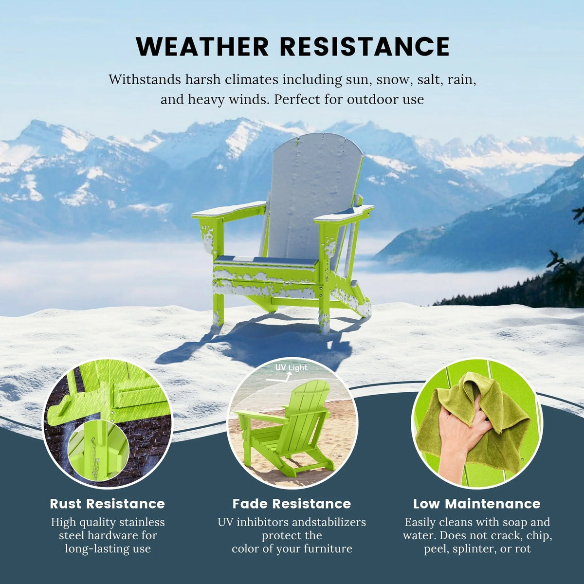 Polytrends Laguna Adirondack-Klappstuhl für die Terrasse, lichtecht und wetterbeständig