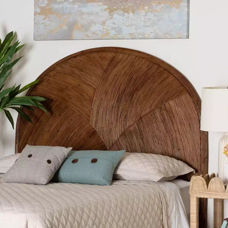 Testiera indipendente Seana in rattan bali & pari, matrimoniale, marrone scuro: senza montaggio, struttura in MDF, pulire le macchie