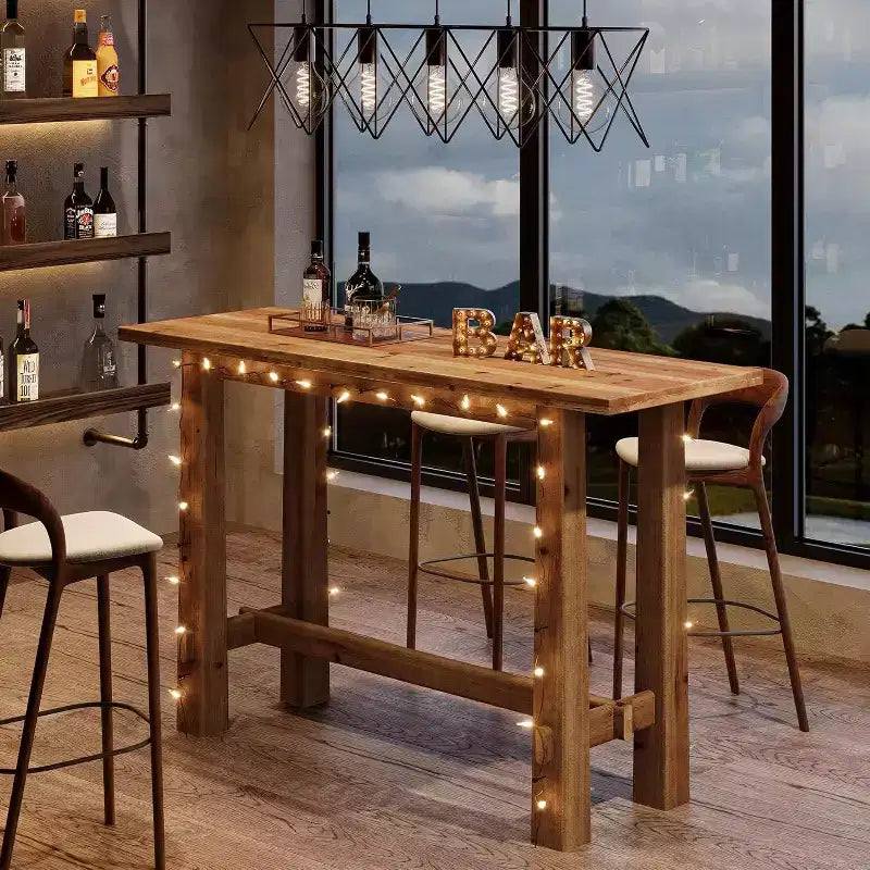 63-inch hoge bartafel van massief hout voor keuken, café of restaurant