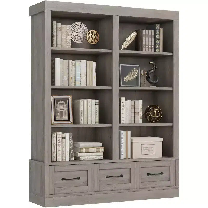 Boekenkasten van 64 H, boekenkast met 3 opberglades, 4 niveaus, extra brede open planken voor kantoor en woonkamer
