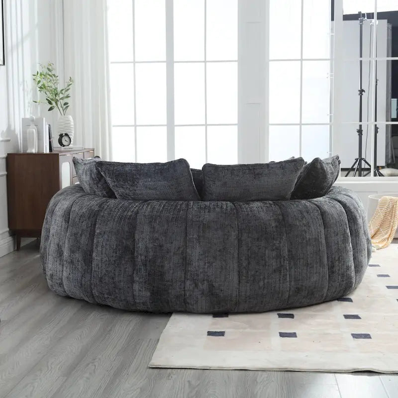 Comodo divano letto matrimoniale a forma di pagnotta, formato extra-large con braccioli