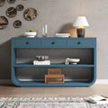 Tavolo consolle curvo ModernLuxe, tavolo d'ingresso, tavolino laterale per divano, espositore, tavolino d'accento con 3 cassetti a chiusura ammortizzata e 2 ripiani aperti