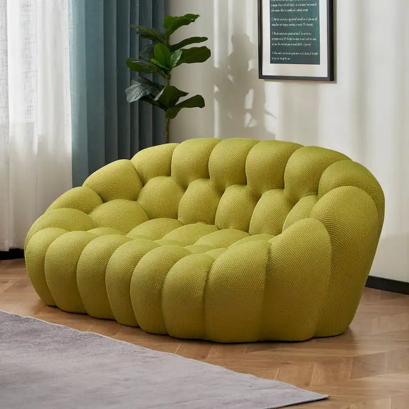 Canapé bulle incurvé paresseux 2 places, en forme de nid d’abeille, avec tissu textile 3D, pour salon, appartement