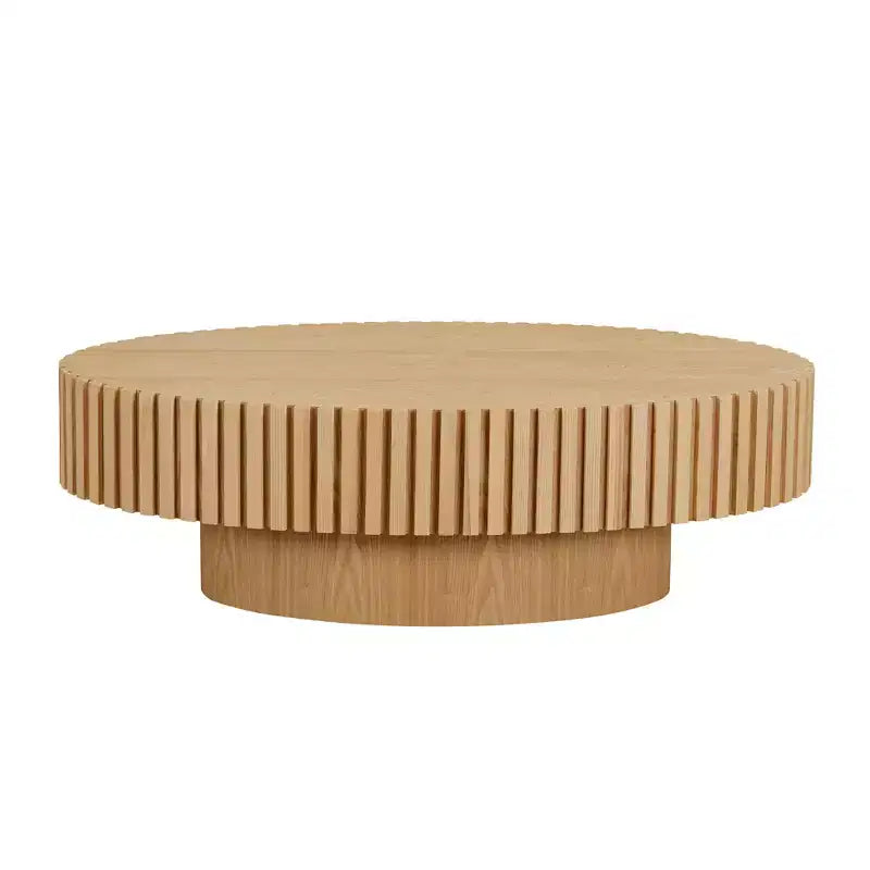 Table basse ovale/carrée minimaliste cannelée, table centrale d'appoint, frêne naturel/noyer/noir mat-ModernLuxe