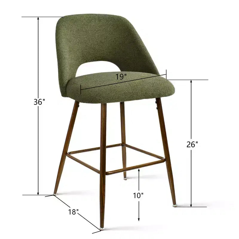 Ensemble de 3 tabourets de bar mi-hauteur de style moderne du milieu du siècle, chaises rembourrées de 26 po pour îlot de cuisine, pieds en métal finition noyer - Panipeachy