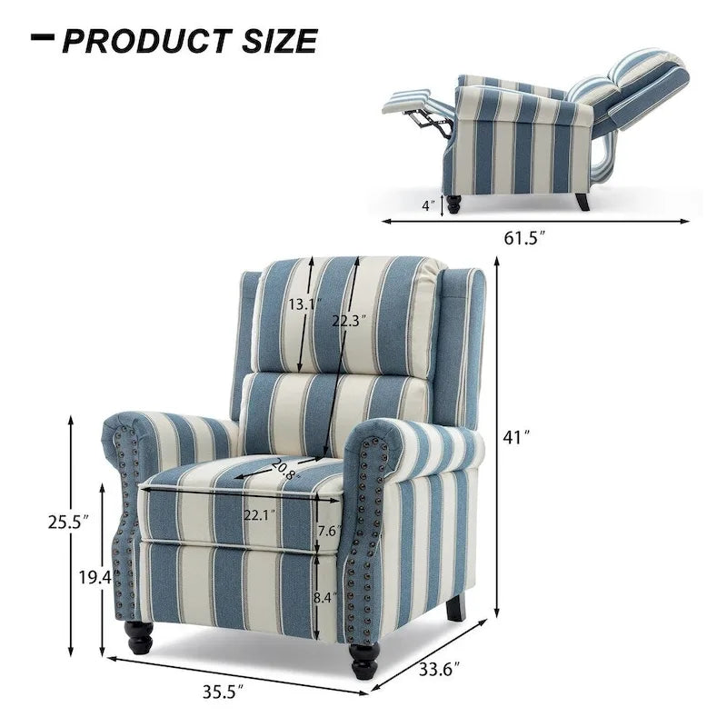 Ensemble de 2 fauteuils inclinables à dossier basculant avec assise rembourrée et clous décoratifs