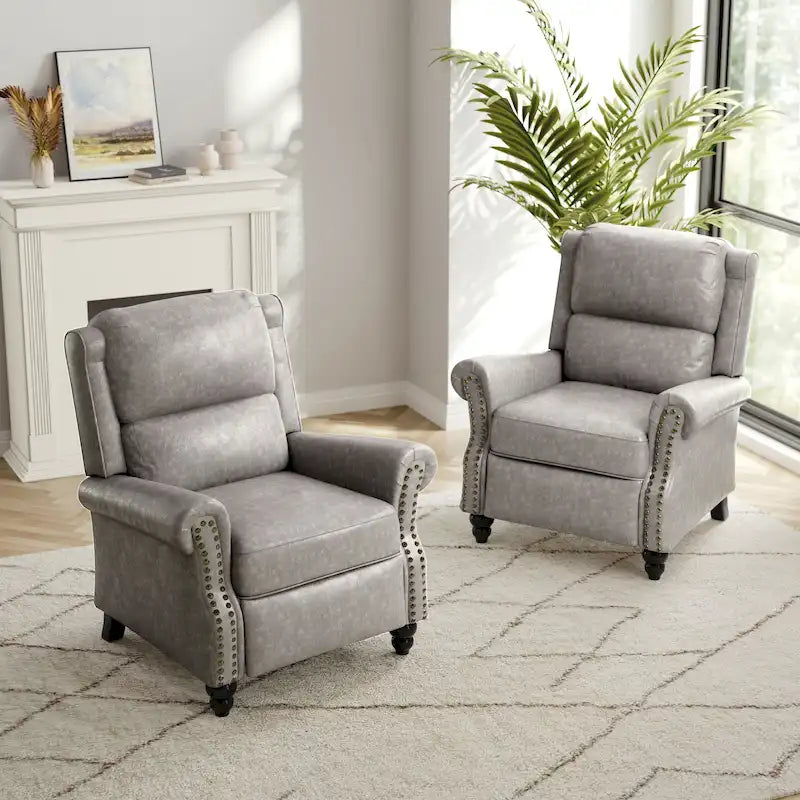 Set di 2 poltrone reclinabili con seduta imbottita e borchie decorative