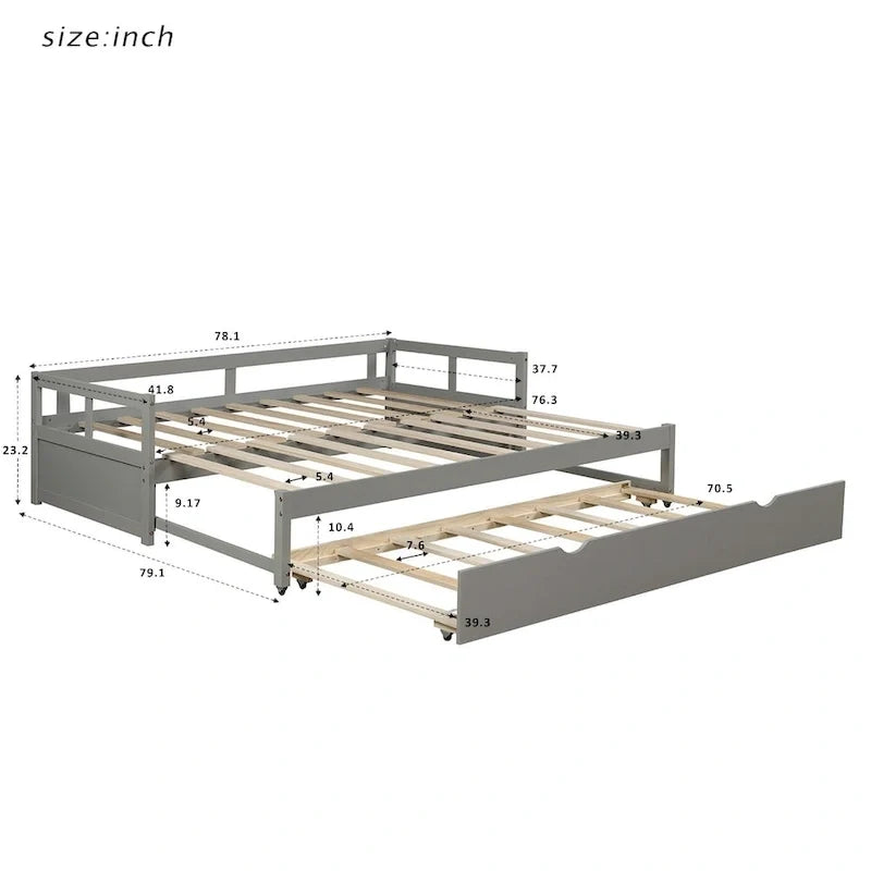 Divano letto allungabile con letto estraibile, divano letto in legno con letto estraibile