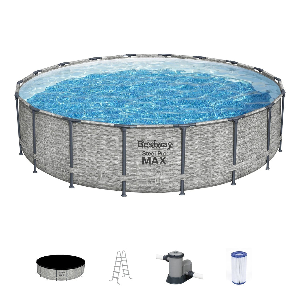 Rond bovengronds zwembad Bestway Steel Pro MAX met pomp en afdekzeil