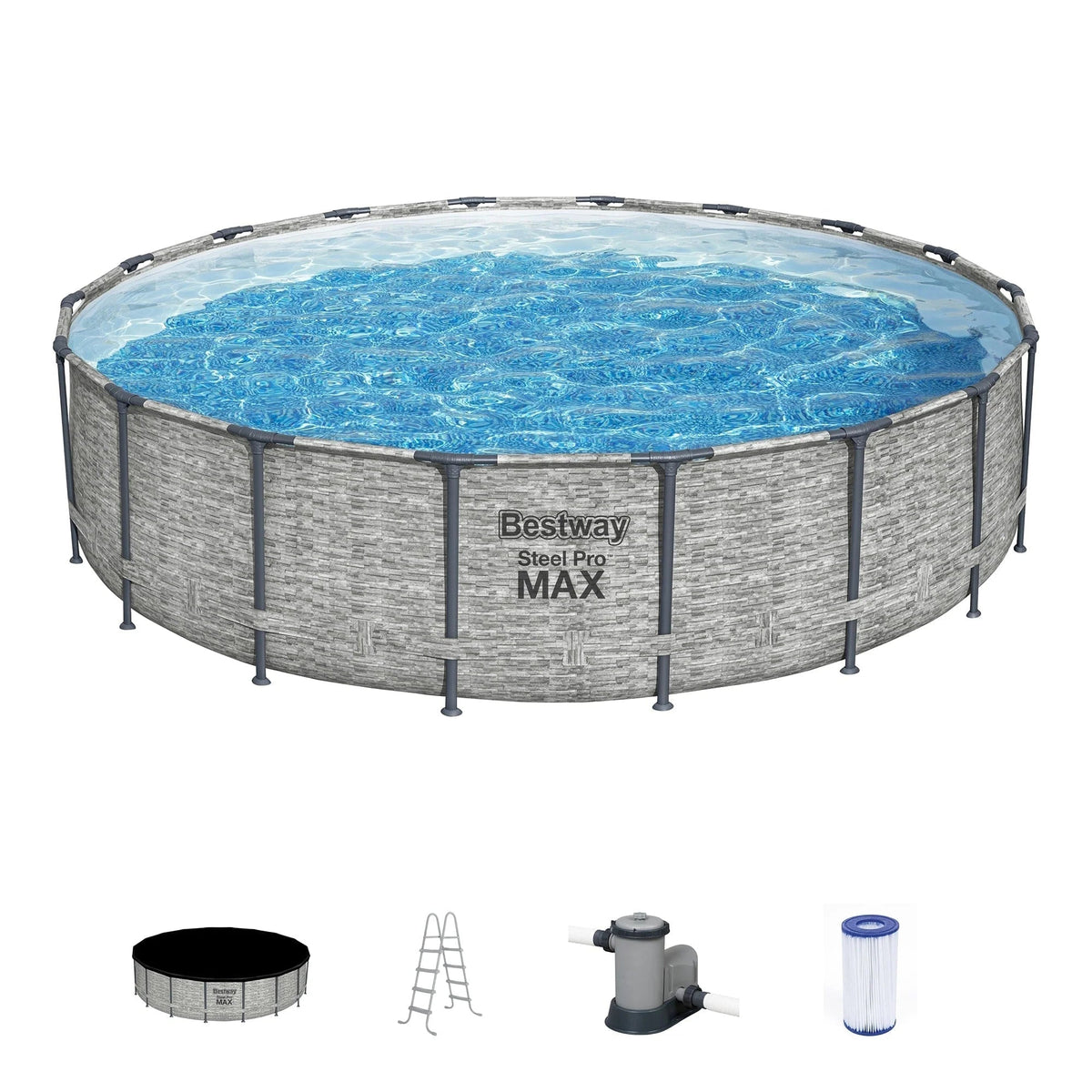 Rond bovengronds zwembad Bestway Steel Pro MAX met pomp en afdekzeil