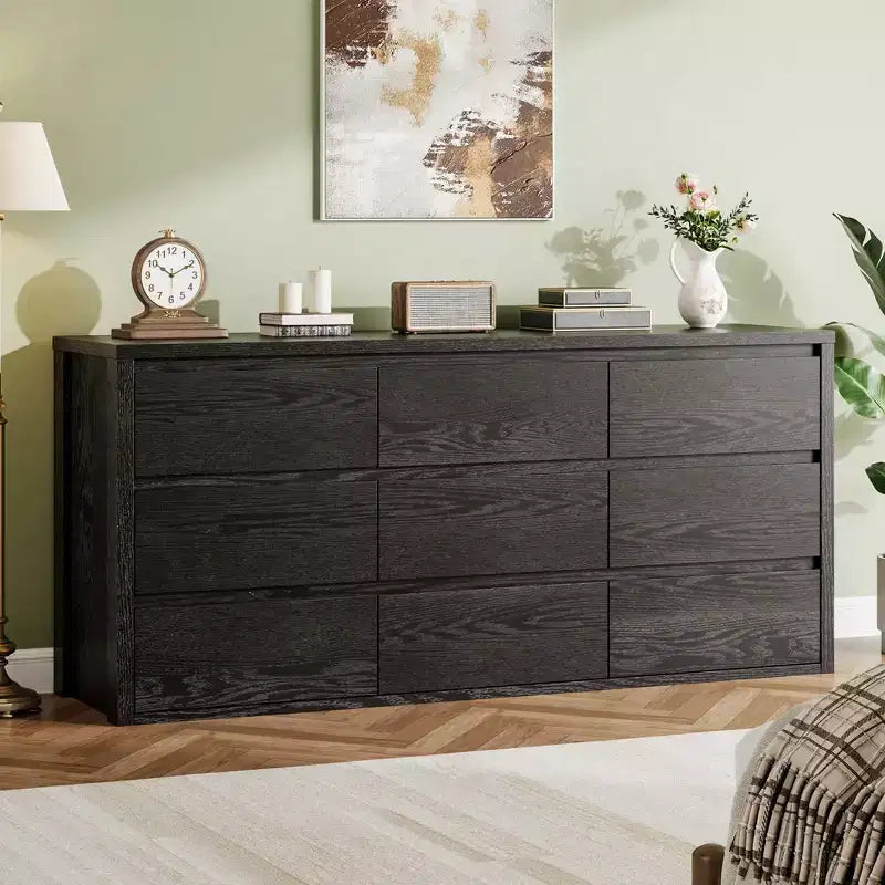 Cassettiera da camera da letto con 9 cassetti, cassettiera moderna e ampia in legno con grande capacità contenitiva, organizzatore per soggiorno, corridoio e ingresso