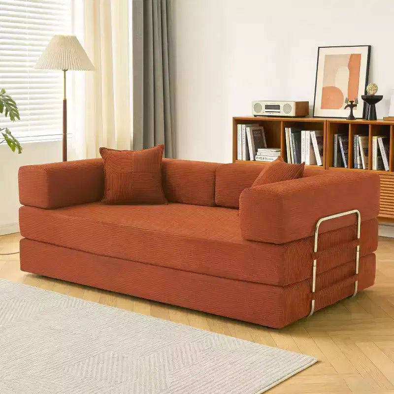 Dyonery canapé-lit pliant 78 en velours côtelé, convertible en lit, format king size, couchage au sol, canapé modulable 4-en-1 à combiner soi-même, confortable et dépliable.