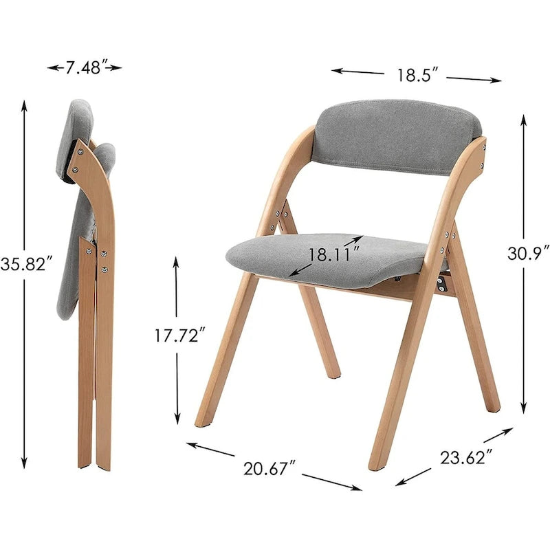 Chaises pliantes empilables en bois pour salle à manger avec assise rembourrée (lot de 4)