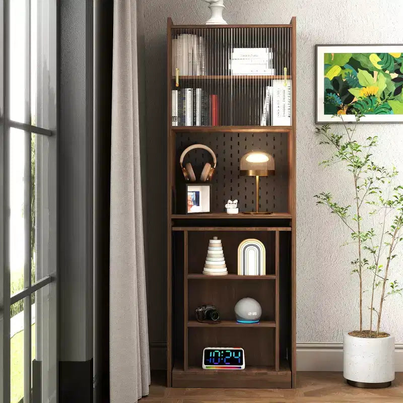 Tavolo da studio pieghevole in legno moderno GDFStudio Sinclair 36 con spazio contenitivo