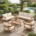 Set da conversazione da patio Christopher Knight Home Safira, 5 pezzi, in legno rustico di acacia con cuscini spessi